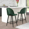 2× Velvet Breakfast Bar Stools Soft Padded Seat Kitchen Pub Modern Grey / Blue