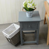 New Grey Bedroom Bedside Table Unit Cabinet Nightstand Wicker Storage Wooden UK