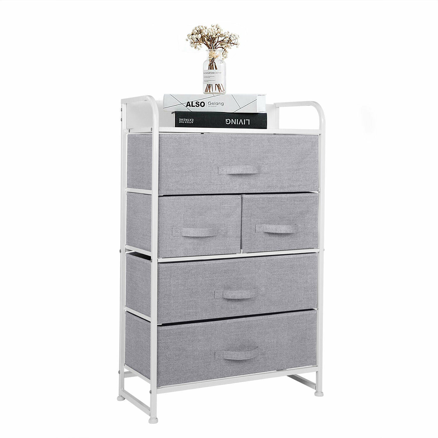 5-Drawers 4-Tier Fabric Chest of Drawer Bedroom Furniture Hallway Storage Grey