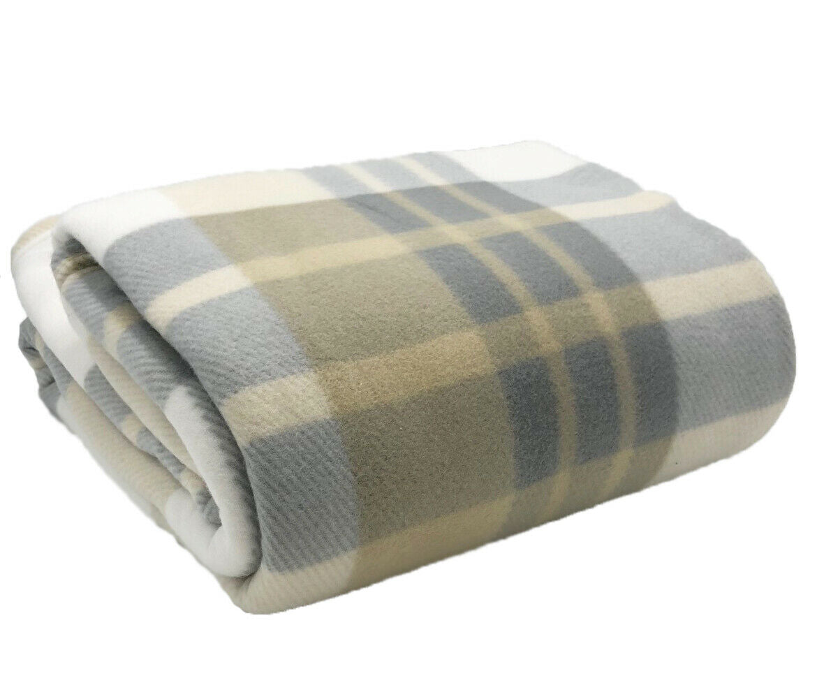 Tartan Throw Checked Large Polar Fleece Warm Soft Blanket Sofa Bed Travel Car