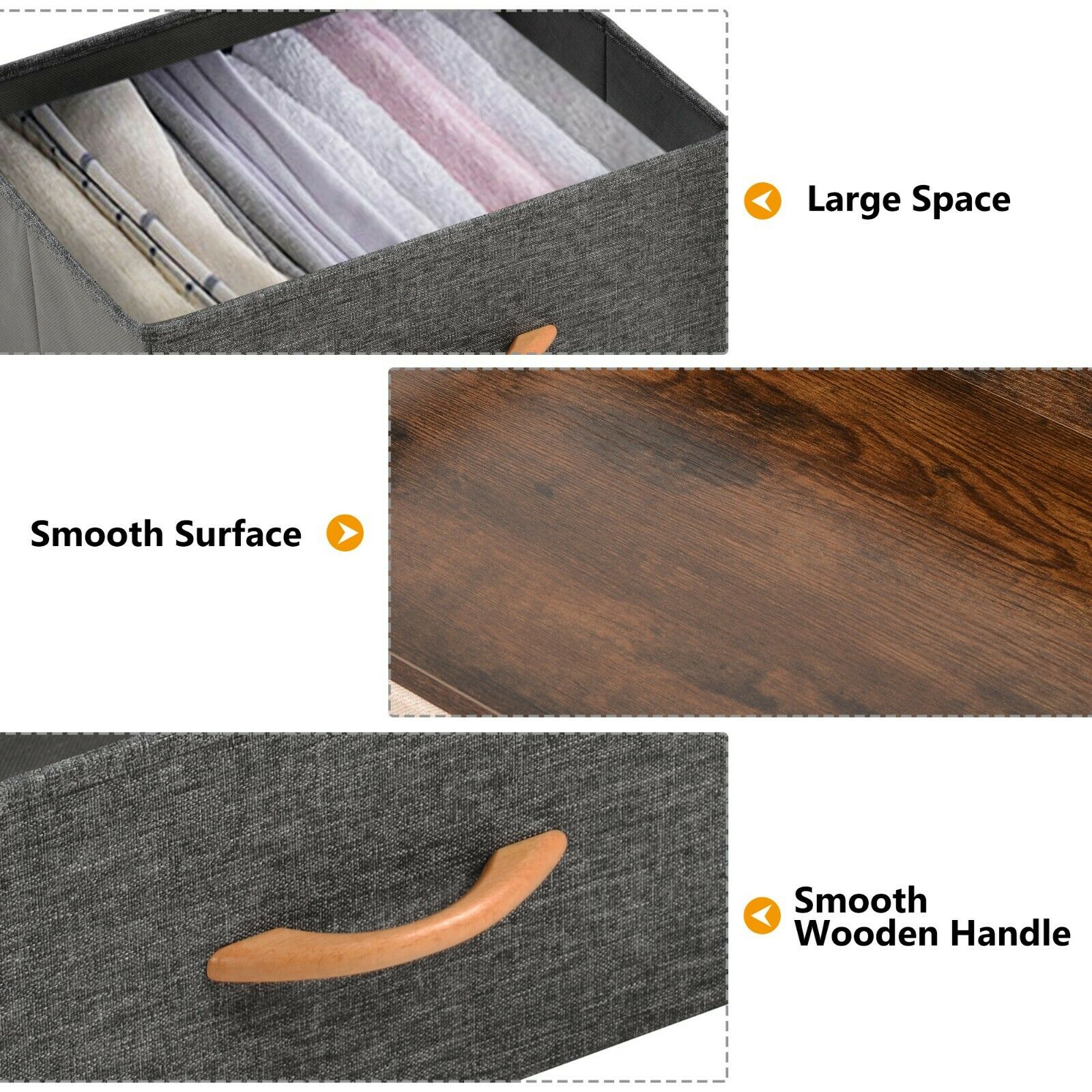 Bedside Cabinet Storage Unit Chest Of 7 Drawers Steel Frame Non-woven fabric