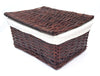 Black White Grey Lidded Wicker Storage Toy Box Empty Hamper Basket Lining