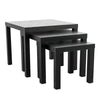 Nest of 3 Coffee Table Side Nested Table Living Room Furniture Black