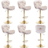 Bar Stools Set of 6 Adjustable Height Swivel Velvet Tufted Pub Bar Chairs Beige