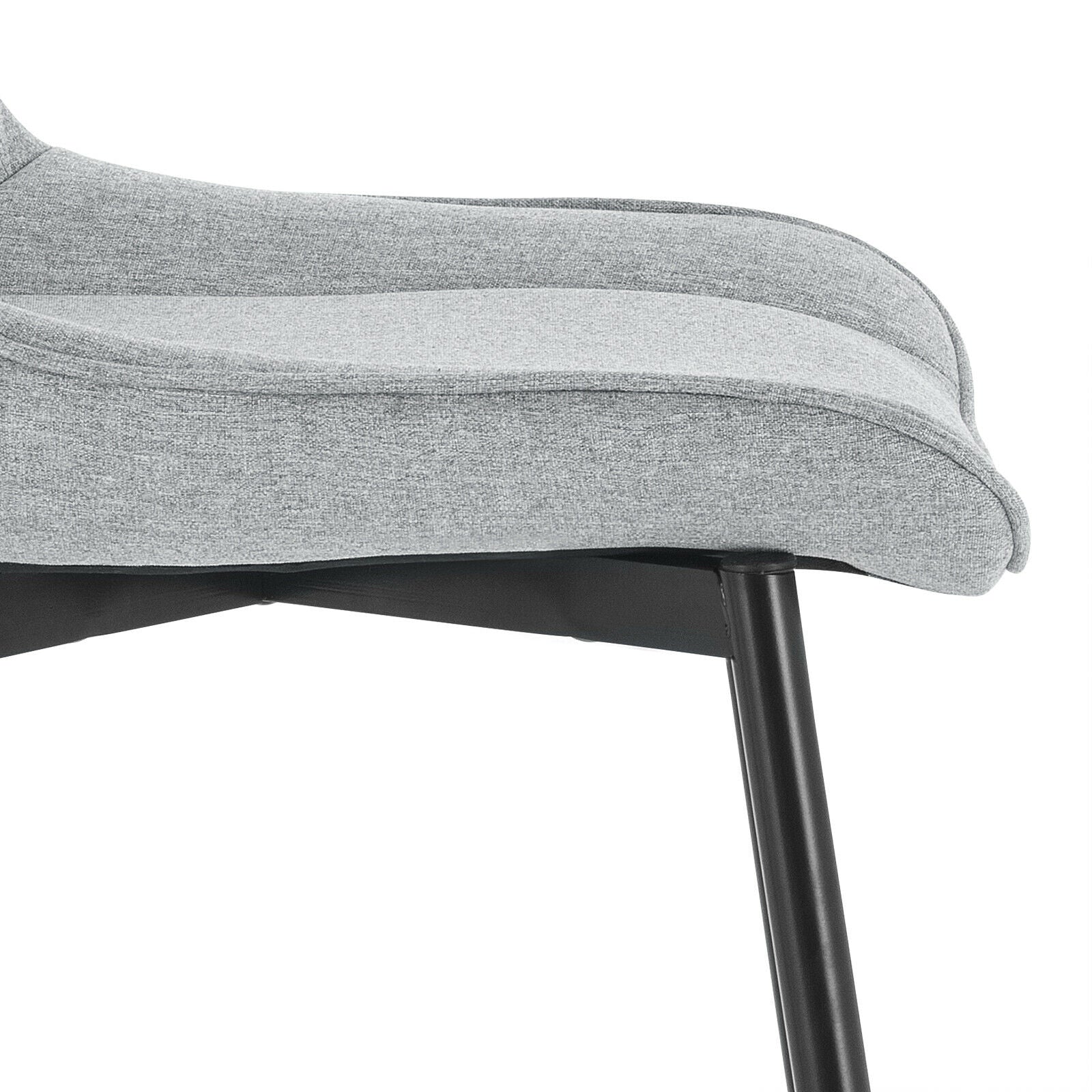 2XDining Chairs Kitchen Chairs Living Room Chairs Linen with Padded Seat Grey