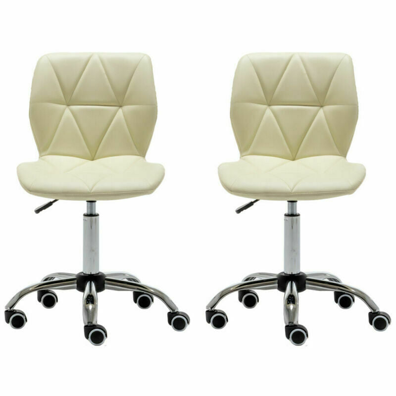 2x Cushioned Computer Desk Office Chair Chrome Legs Lift Swivel Adjustable Small