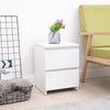 Modern White Bedside Table Cabinet w/2 Drawers Nightstand Storage Furniture