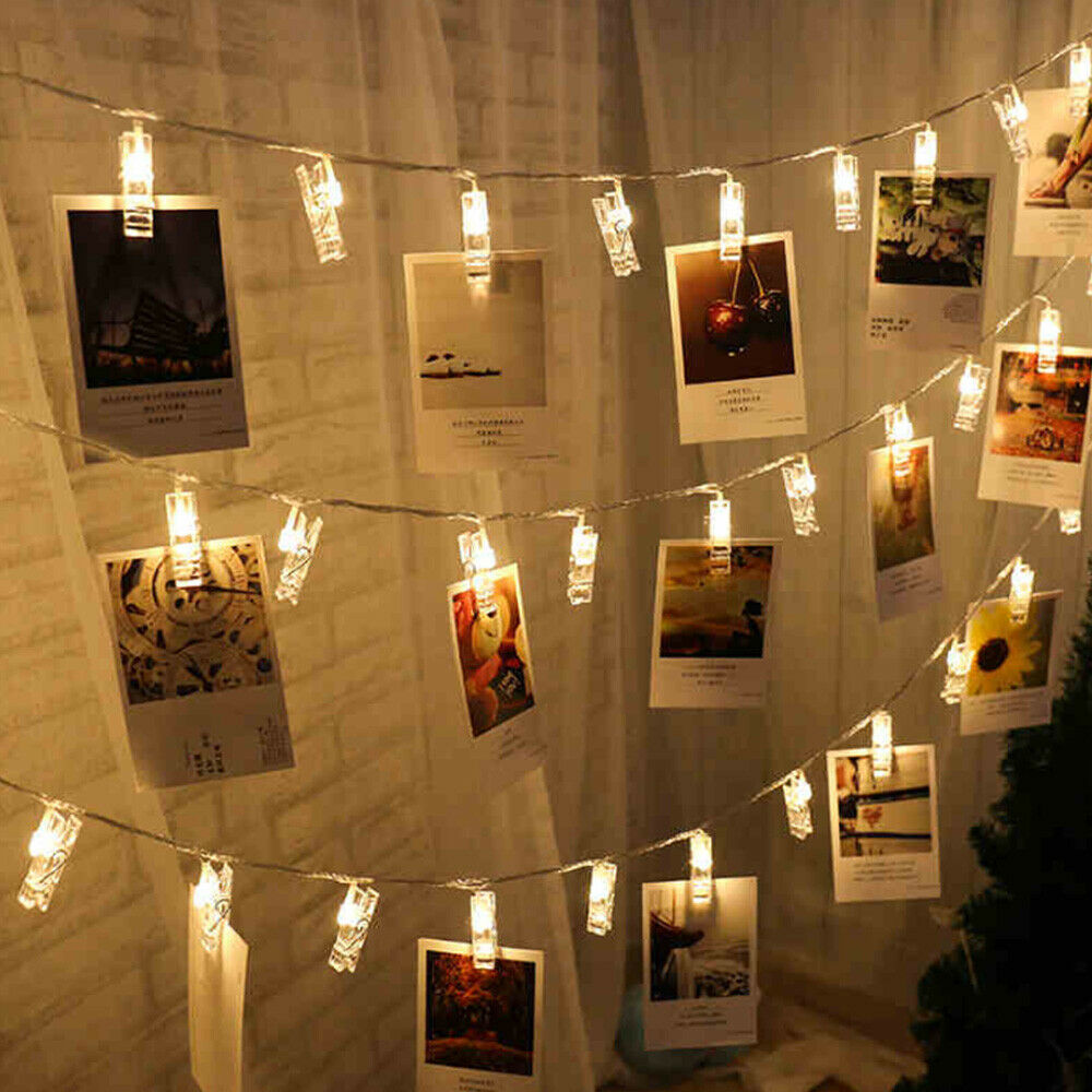30 LED Hanging Picture Photo Peg Clip Fairy String Lights Party Bedroom Decor