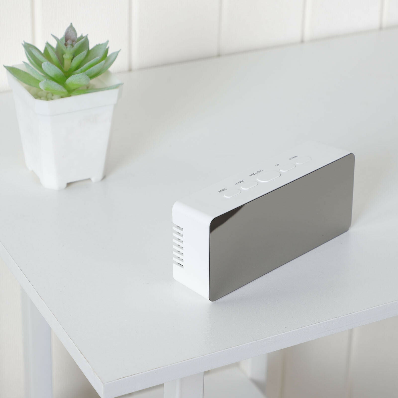 Digital LED Large Display Alarm Clock USB Mirror Face Design Temperature display