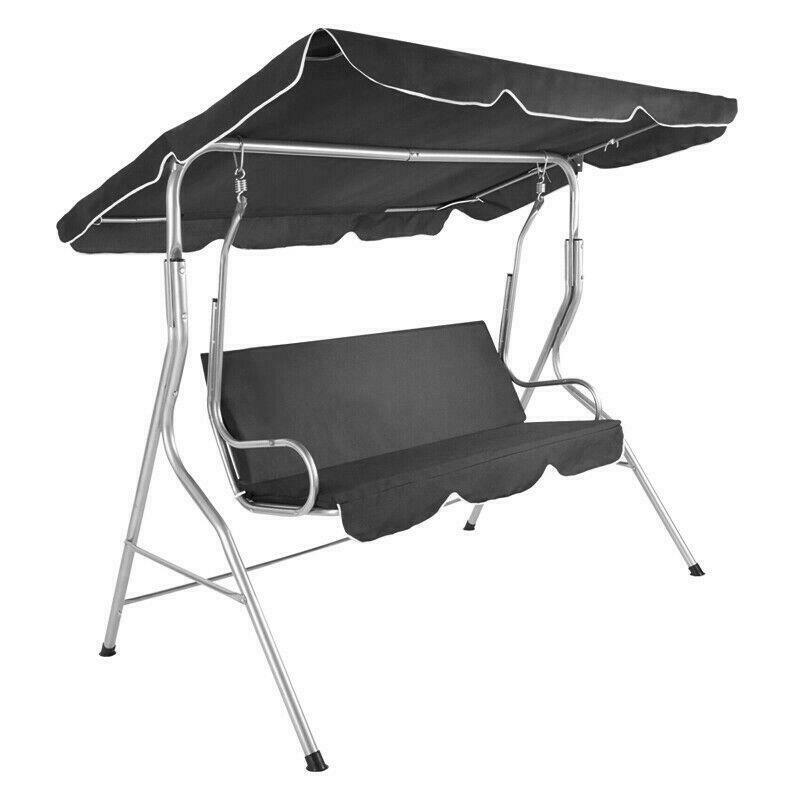 3 Seater Garden Swing Chair Outdoor Hammock Bench Lounger Patio Canopy HeavyDuty