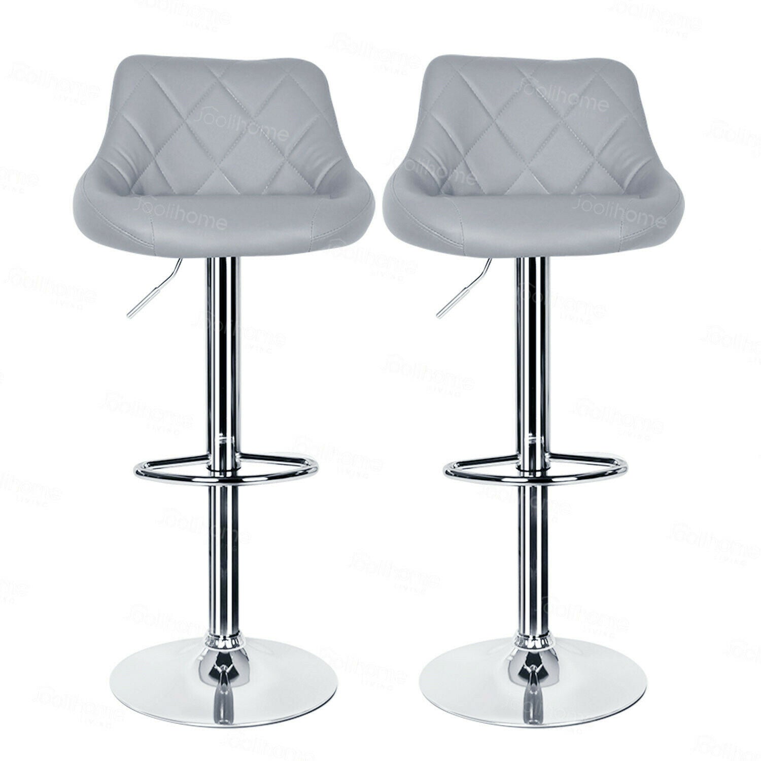 2×Bar Stools Leather Chairs Breakfast Chairs Swivel Gas Lift Kitchen Cushioned