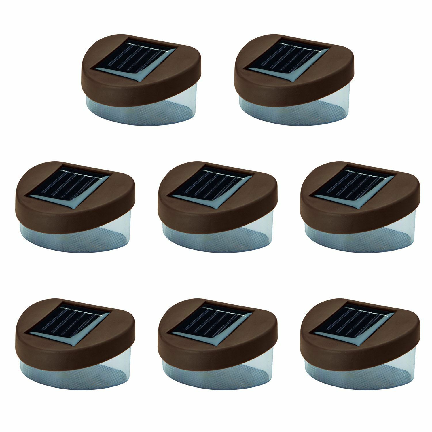 8 x Brown Solar Powered Door Fence Wall Step Lights Led Outdoor Garden Lighting