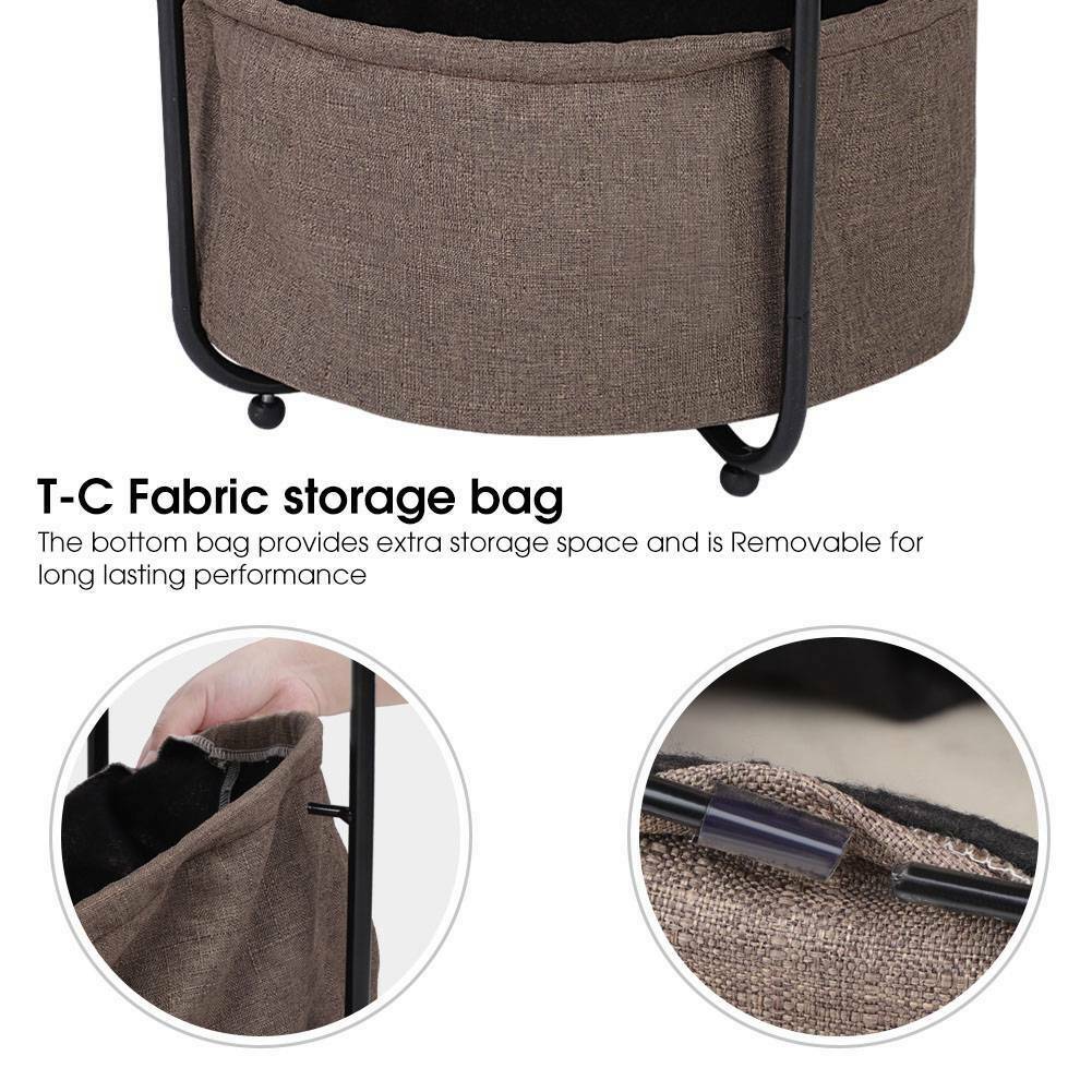 3-Tier Round Sofa Side End Tray Coffee Table Bedside Desk with Storage Basket