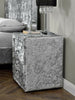 Modern Bedside Fabric Table 2 Drawer Silver Crushed Velvet Nightstand Cabinet