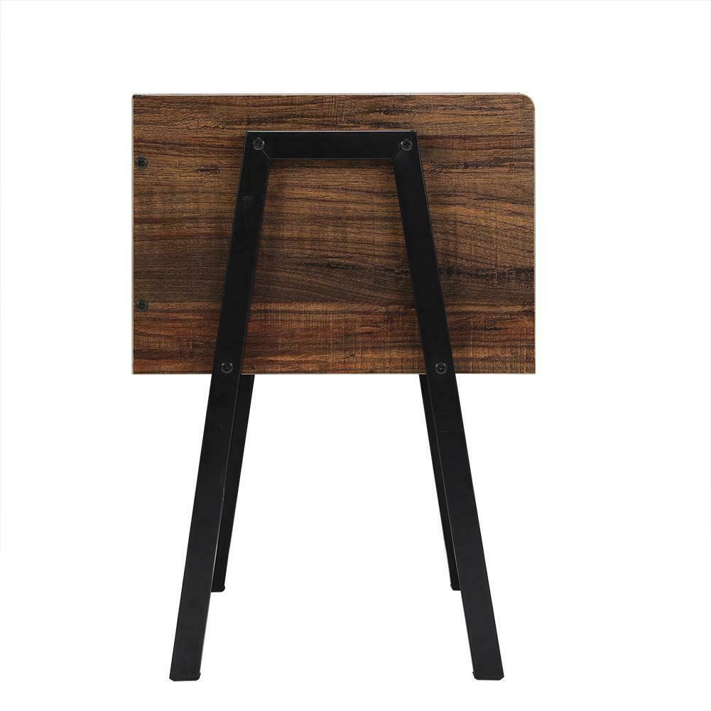 Industrial Bedside Cabinet Nightstand End =Side Table Metal Frame Open Storage