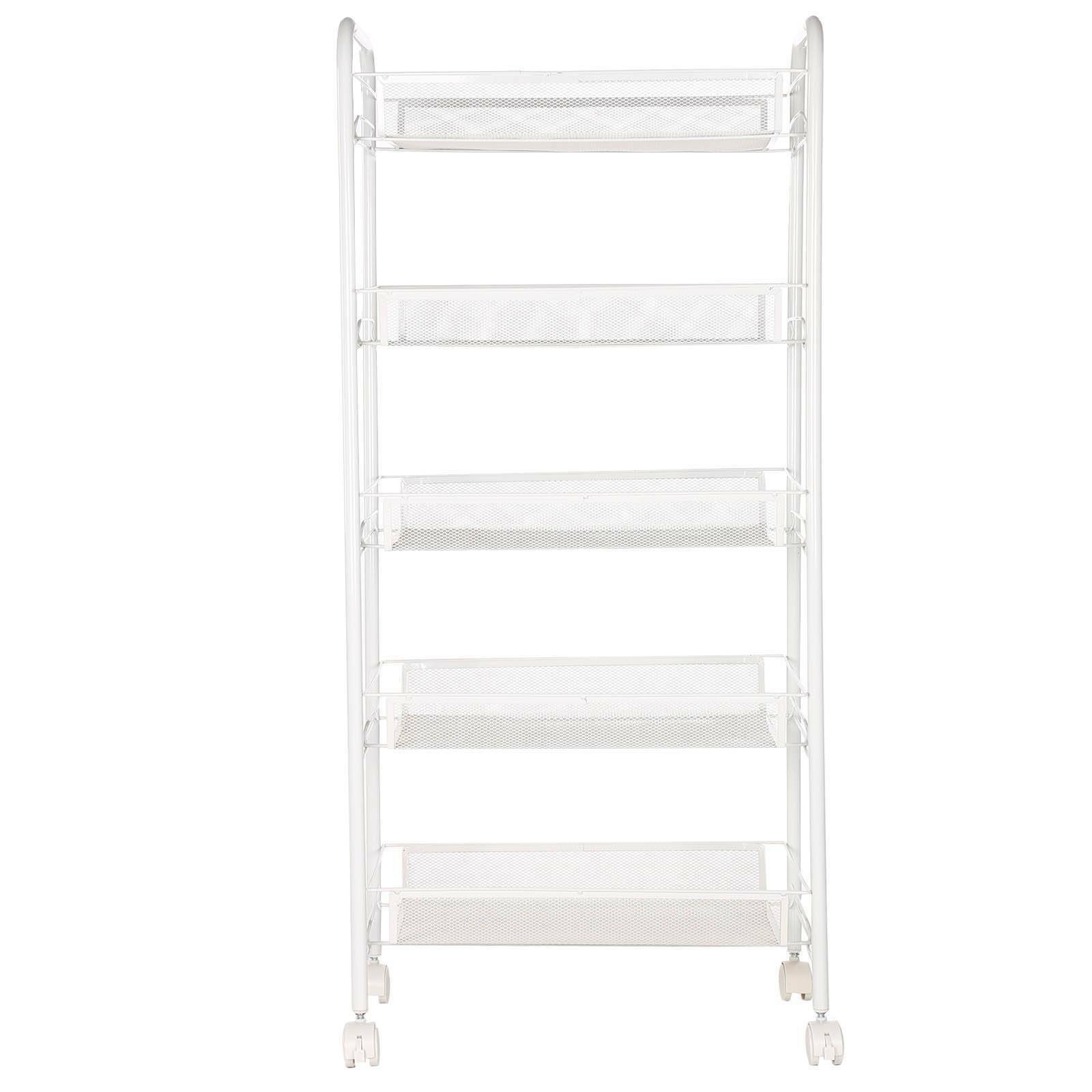 5 Tiers Metal Kitchen Trolley Cart Salon Beauty SPA Storage Shelf Rolling Wheels