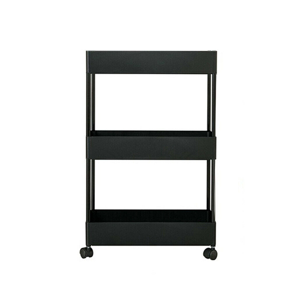 3/4/5 Tier Slim Storage Rack Slide Out Kitchen Bathroom Organizer Trolley Shelf