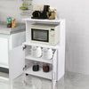 Rolling Kitchen Trolley Microwave Cart 2-Door Cabinet Shelves Gray White UK