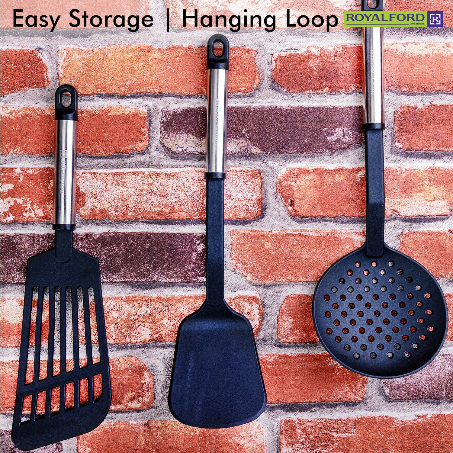 5 Pcs Kitchen Nylon Cooking Utensils Set Non-stick Turner Black