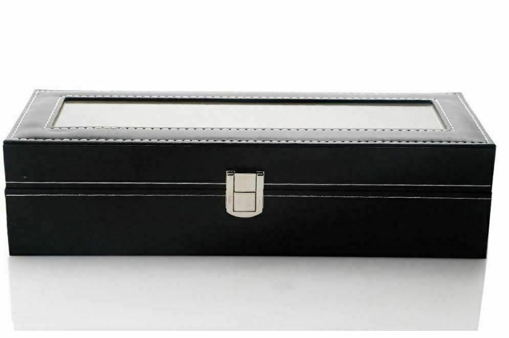 New 6 Grids Leather Watch Display Case Jewelry Collection Storage Holder Box UK
