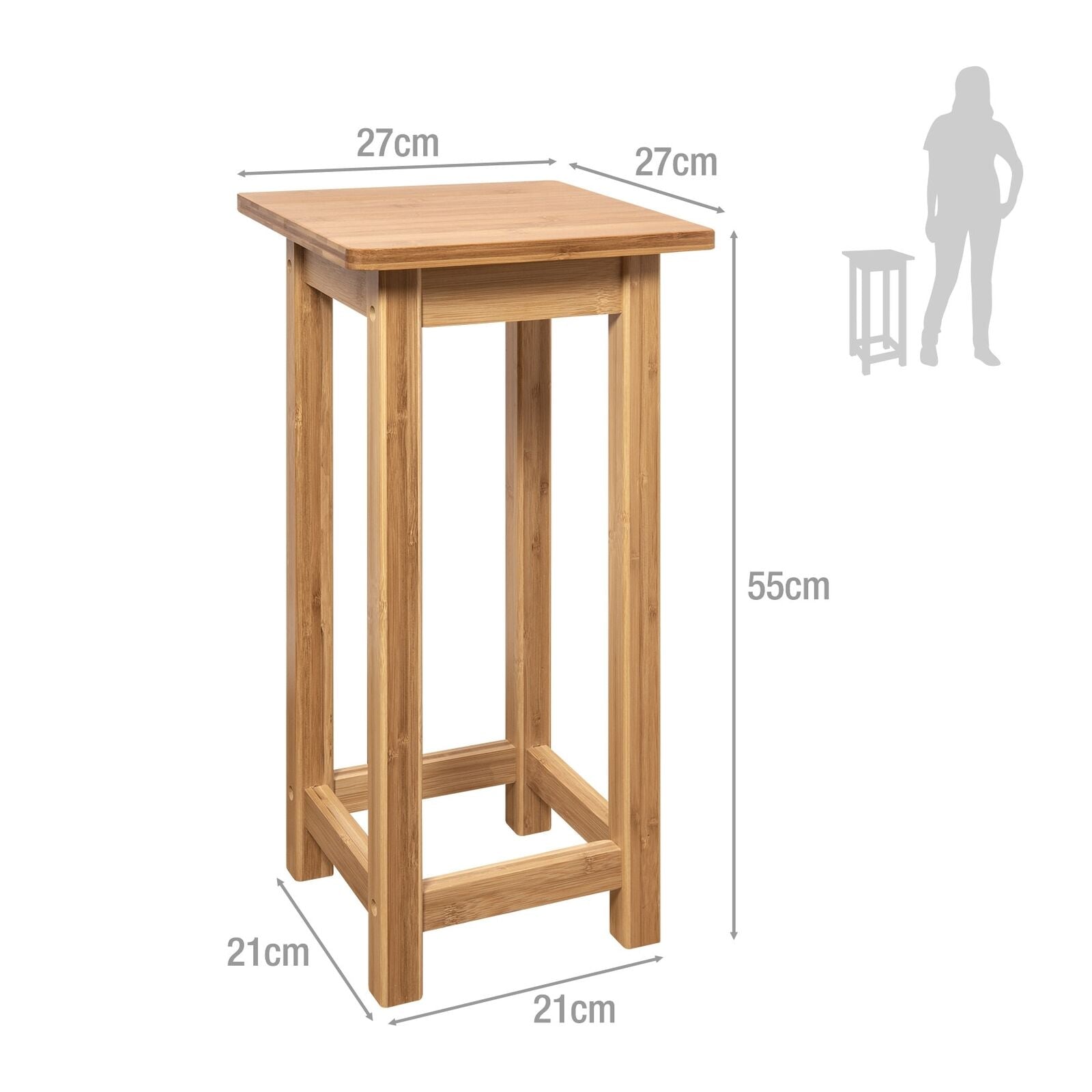 Hallway Bedroom Living Room Side End Table Bedside Unit in Bamboo