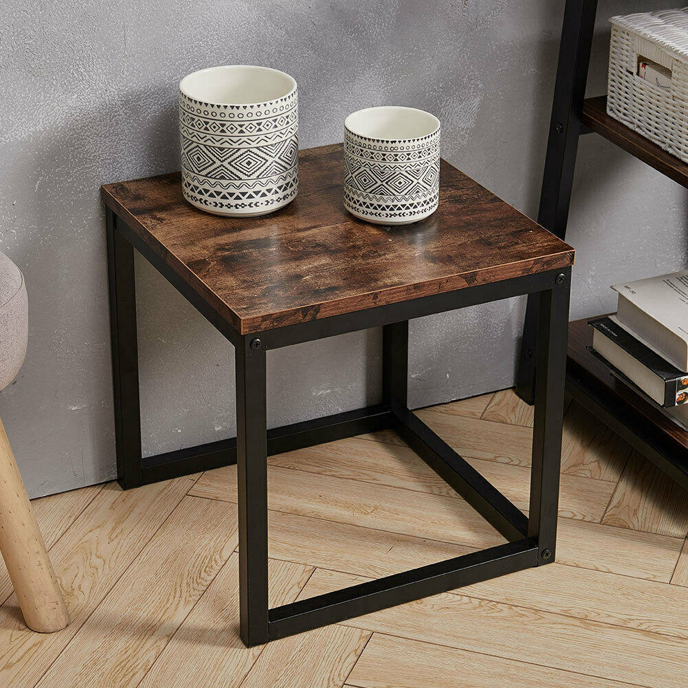 Industrial Rustic Wood Sofa Side Table Coffee Table Bedroom Night Stand 40x40cm