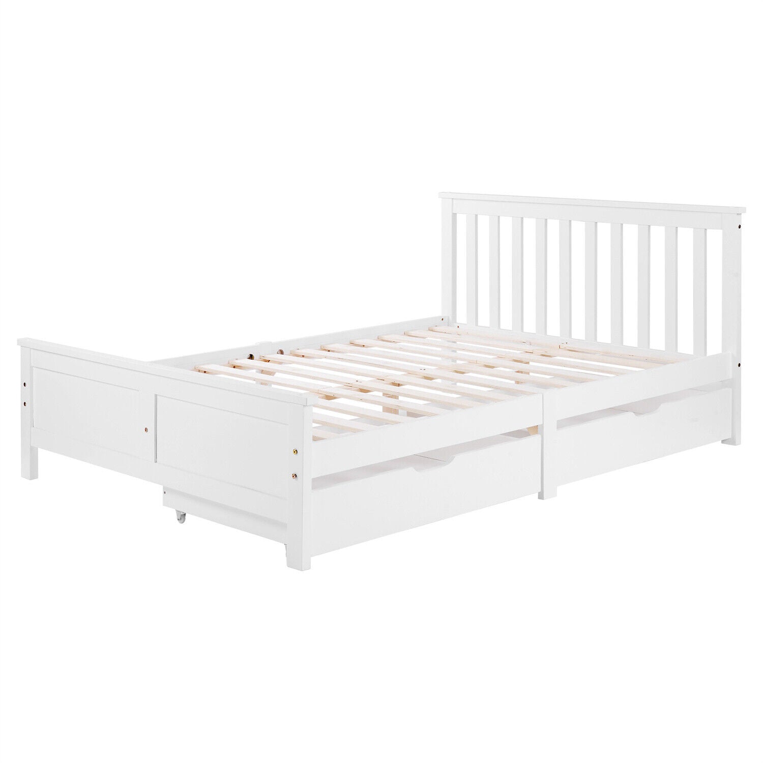 2 Drawers 4ft 3ft Double Single Wooden Solid White Pine Kids Storage Bed Frame