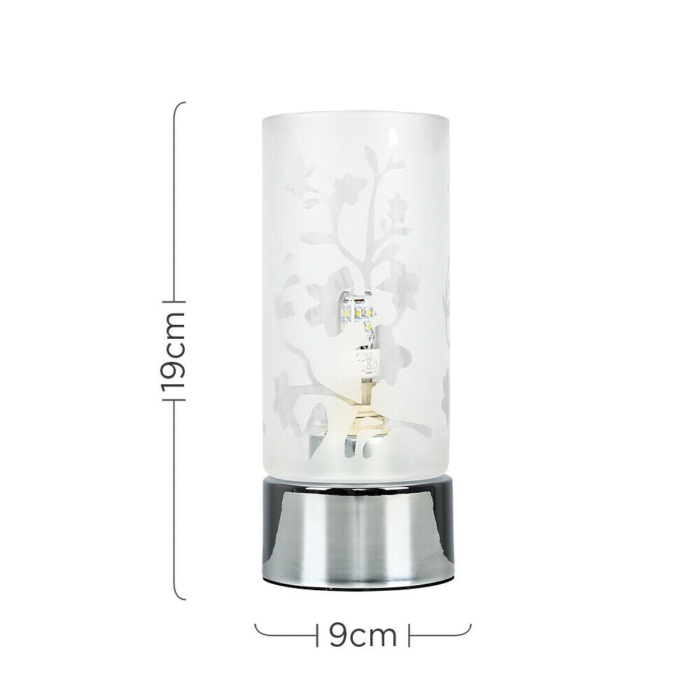 Modern LED Chrome Touch Dimmer Table Lamp Glass Shade Bedside Lounge Lighting