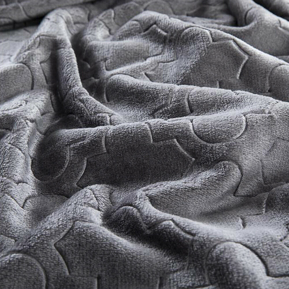 Heavy Snuggle Mink Throw Large Grey Double Bed Blanket Thick Warm Fleece Throw