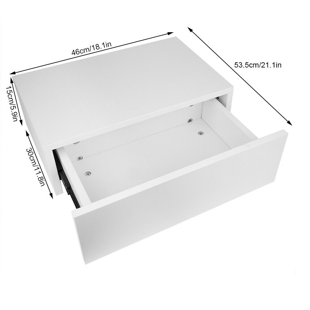 Floating Shelf with 1 Drawers Wall Mounted Bedside Table Storage Display Cabinet
