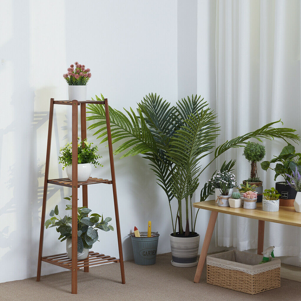 Bamboo 2/3/4 Tier Tall Plant Stand Pot Holder Garden Flower Rack Display Vintage