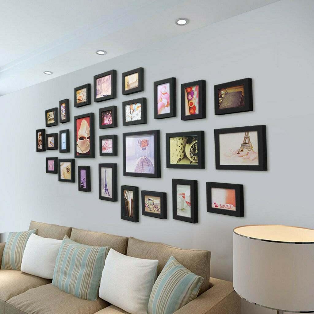 26 PCS Wall Mount Photo Frames Multi Picture Wall Set Home Living Room Decor