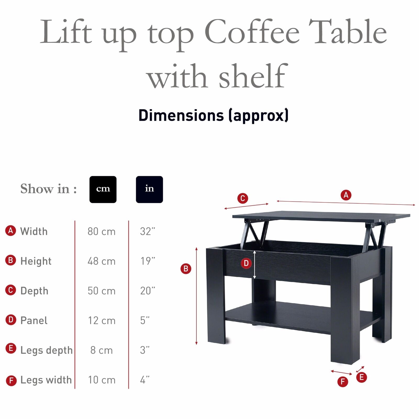 Lift Up Coffee Table with Storage