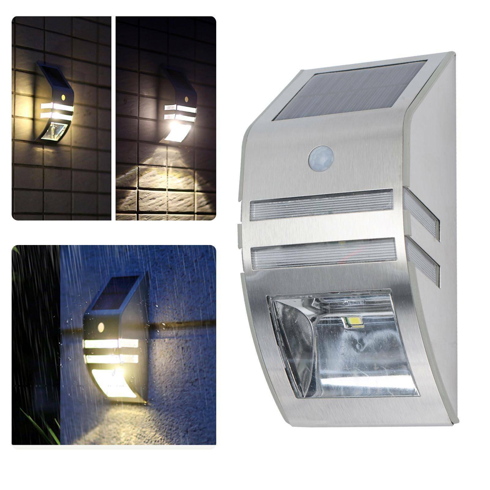 Solar Power Motion Sensor Wall Security Bright Light Outdoor Lamp Garden UK