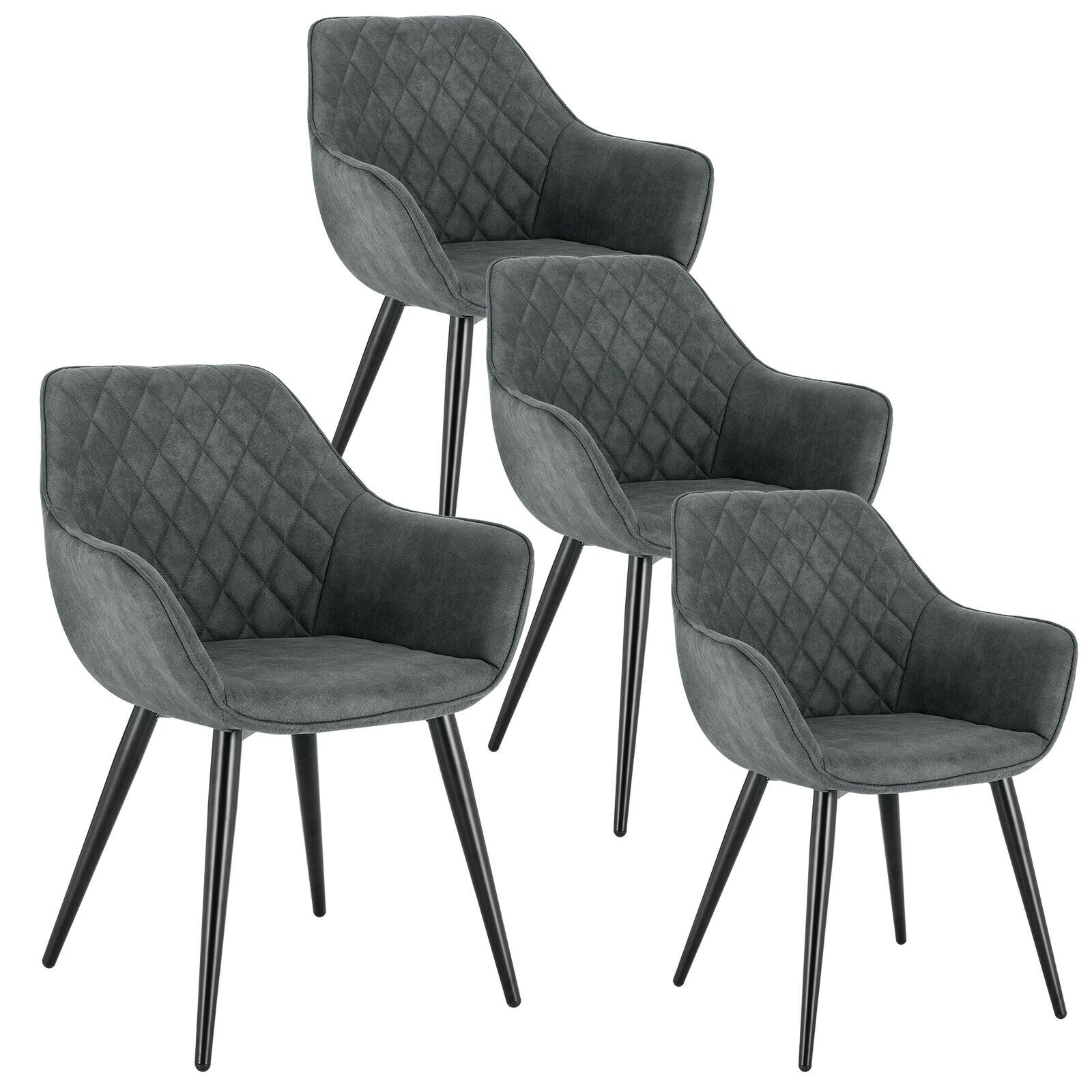 2x Kitchen Dining Chair Lounge Living Room Corner Chair with Fabric Metall