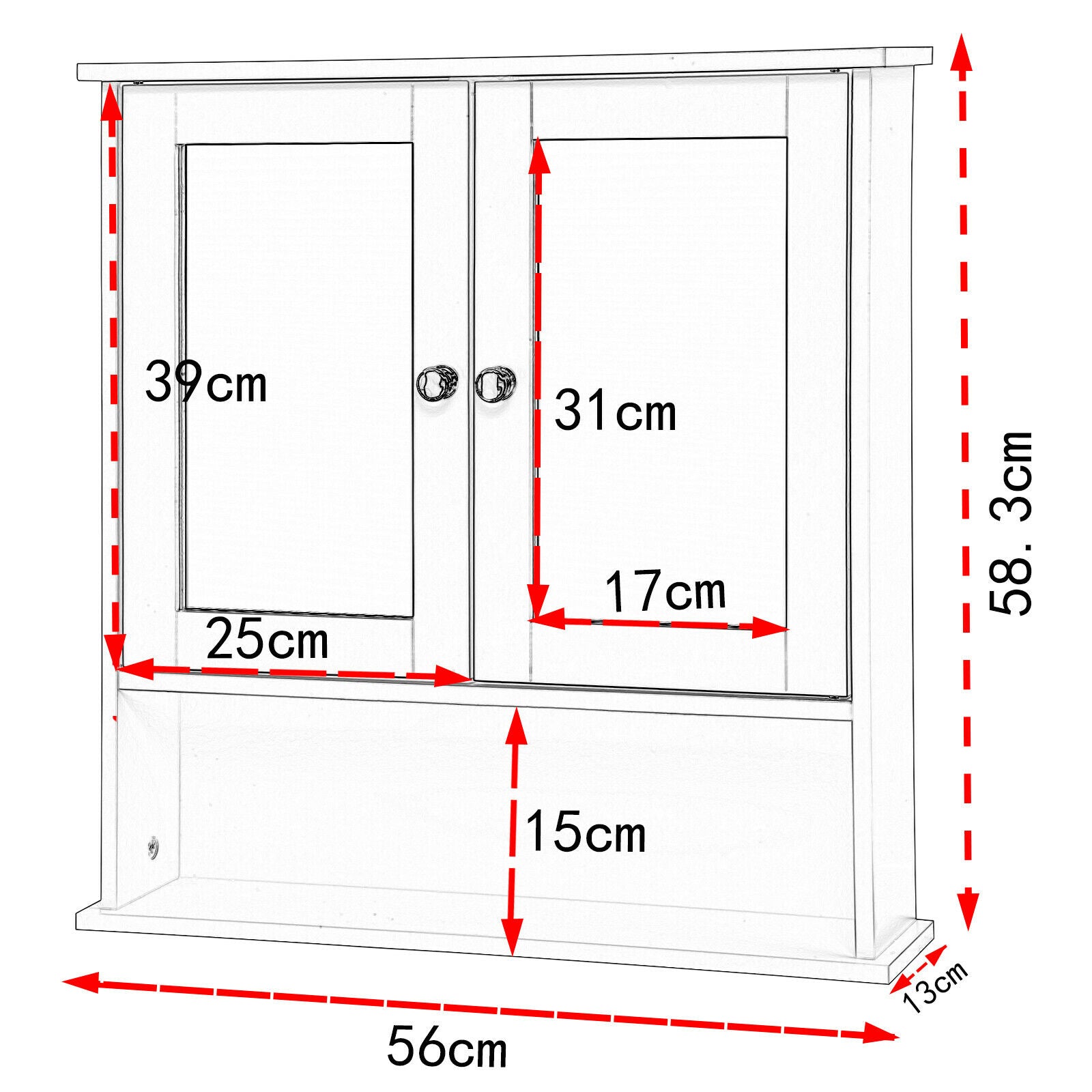 Bathroom Wall Cabinet Storage MDF Cupboard with Mirror Shelves Cupboard Grey
