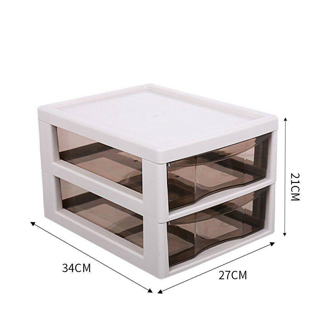 Cosmetic Make Up 2-3 Drawer Desk Table Tidy Storage Box Plastic Organiser Holder