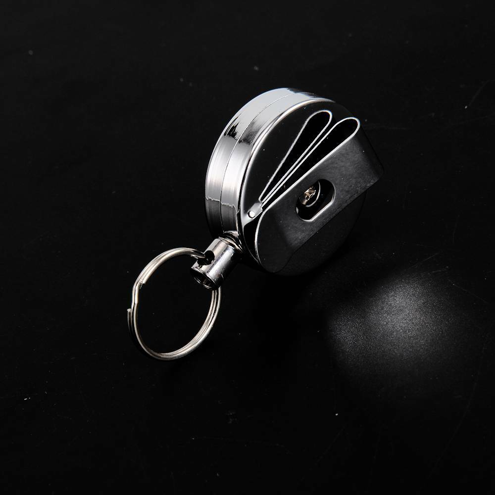 2X Recoil Extendable Metal Wire 65cm Key Chain Ring Clip Pull Keyring Retracting