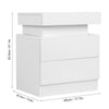 High Gloss Bedside Table Cabinet Bedroom Storage Nightstand with RGB LED Light