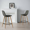 2× Velvet Breakfast Bar Stools Soft Padded Seat Kitchen Pub Modern Grey / Blue