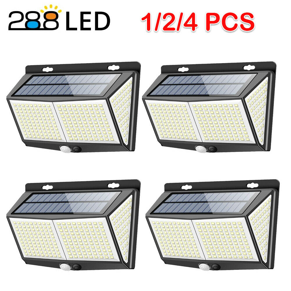 288 LED Solar Powered Light Outdoor PIR Motion Sensor Wall Security Garden Lamp