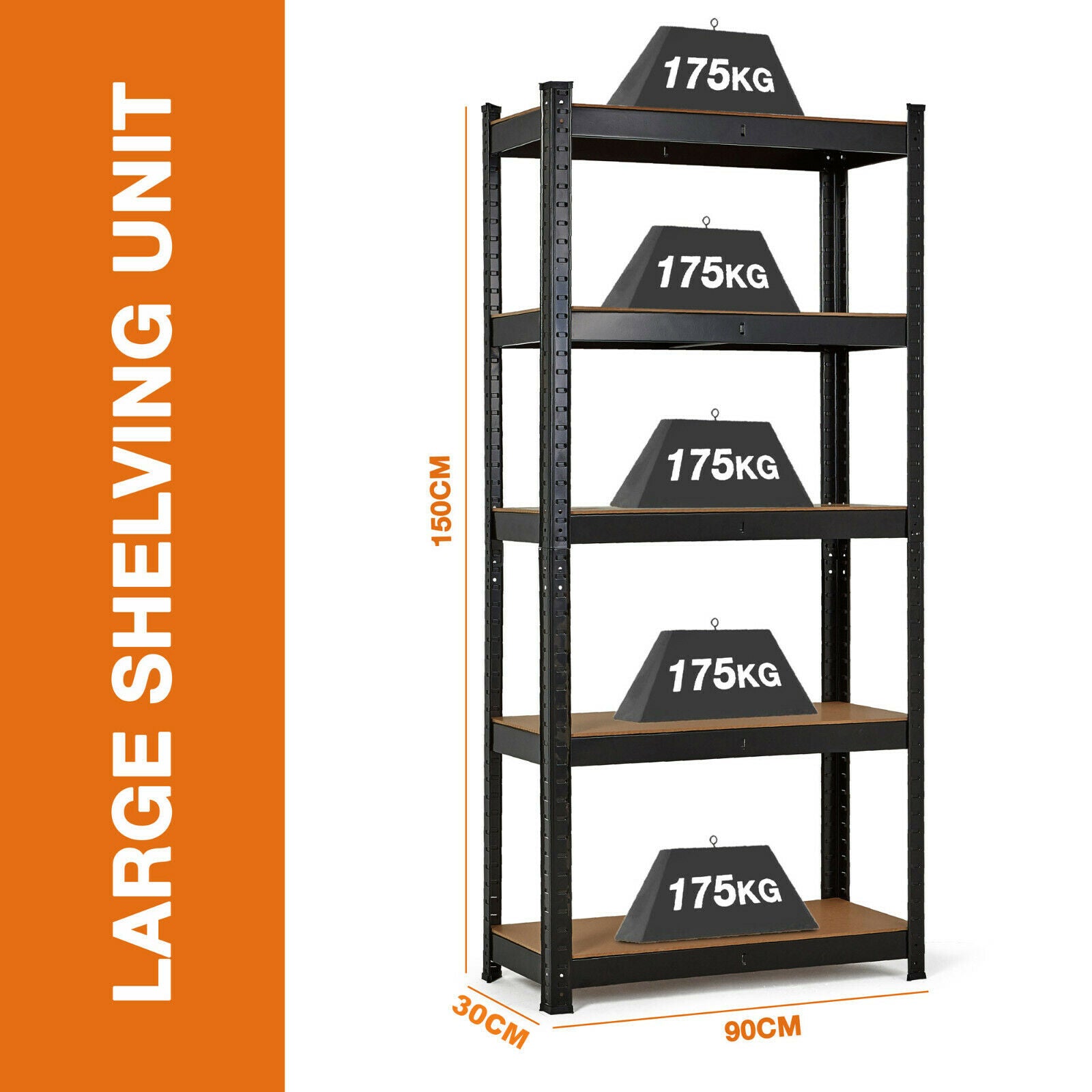 GARAGE SHELVES SHELVING 5 TIER UNIT RACKING BOLTLESS HEAVY DUTY STORAGE SHELF