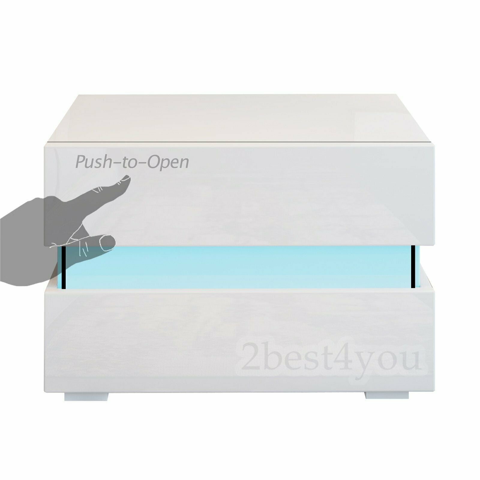 Modern LED Light High Gloss 2 or 3 Drawers Bedside Table Cabinet Nightstand Unit