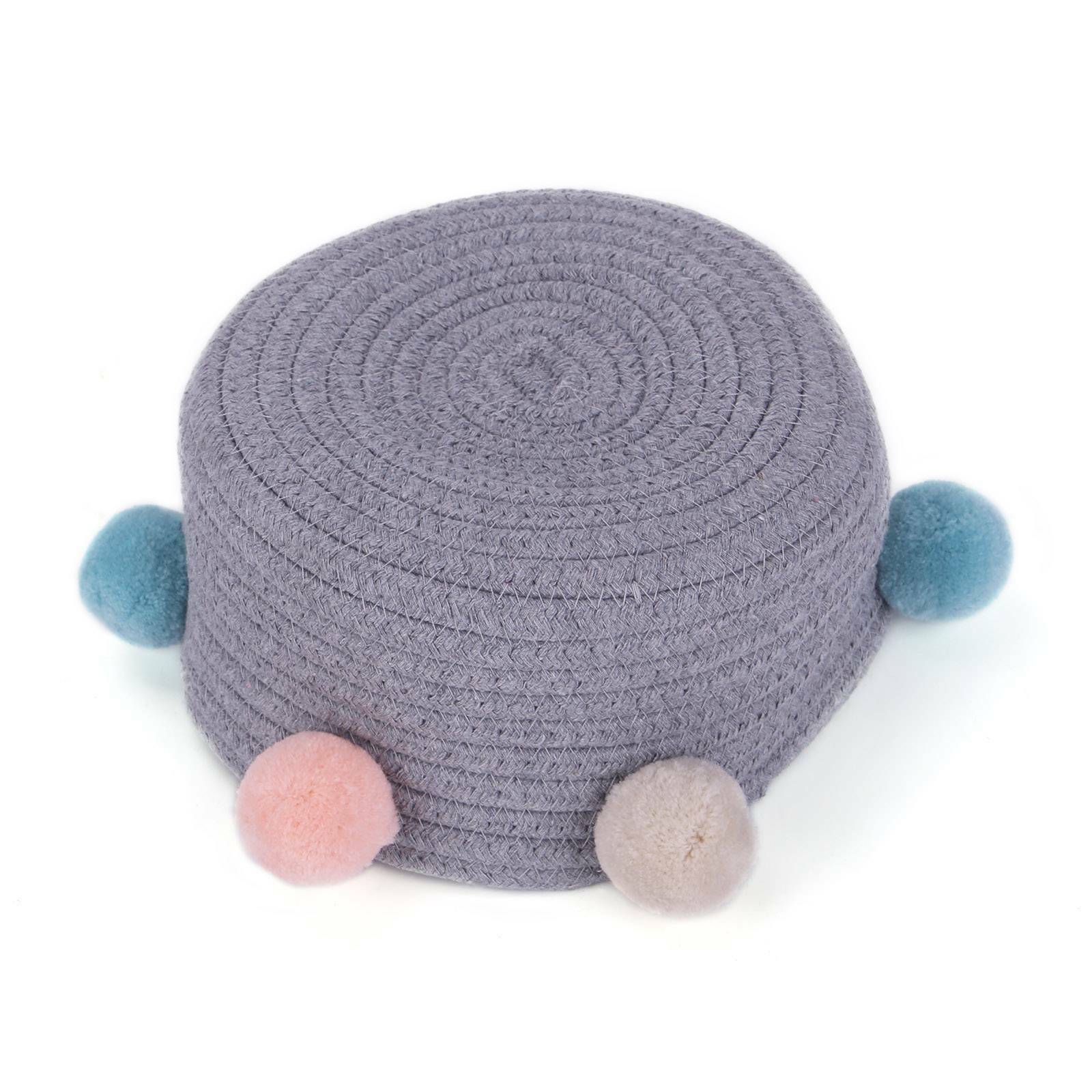Baby Kids Woven Basket Toys Storage Clothes Hamper Laundry Bin Bag Pompom gift