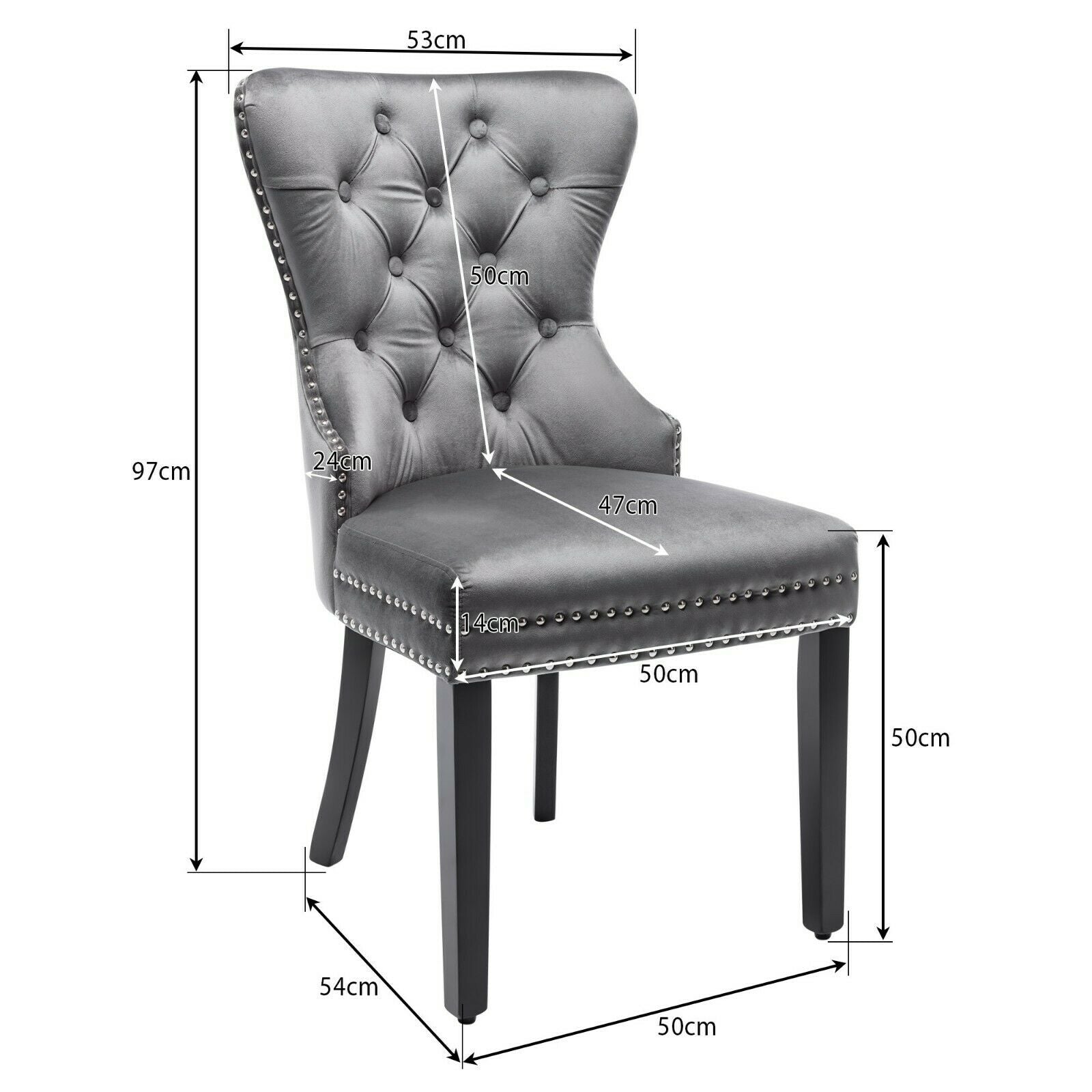 Dining Chairs Velvet Studded Fabric Lounge Padded Accent Side Chair Home Kitchen