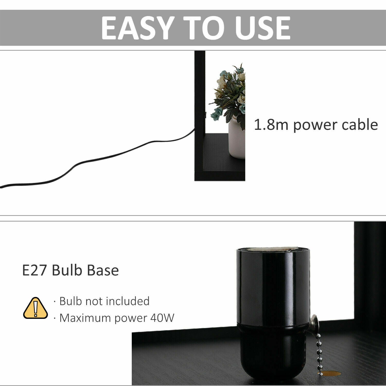 4 Tiered Wooden Shelf Floor Standard Lamp Lounge Reading Light Shelving Decor