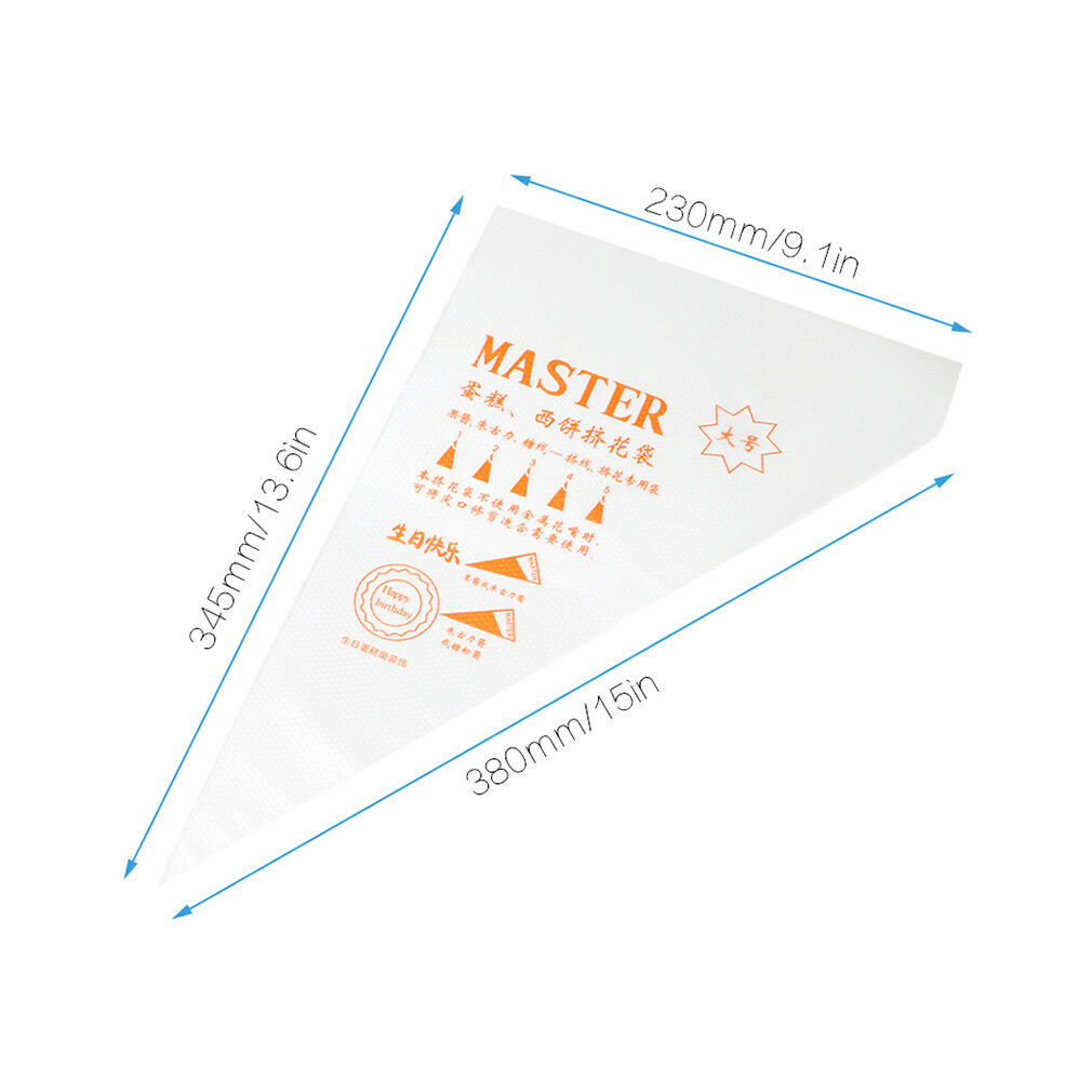 100 Pcs Plastic Disposable Icing Piping Pastry Bags Cake Decorating Tool 3 Size