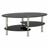 Rectangle Glass Coffee Table Modern Living Room Furniture Top Lower Shelf Chrome