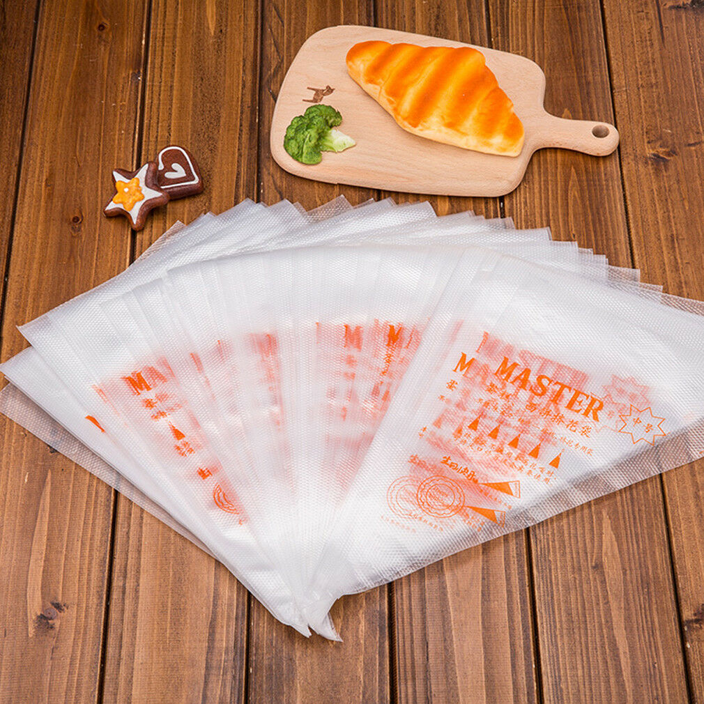 100 Pcs Plastic Disposable Icing Piping Pastry Bags Cake Decorating Tool 3 Size