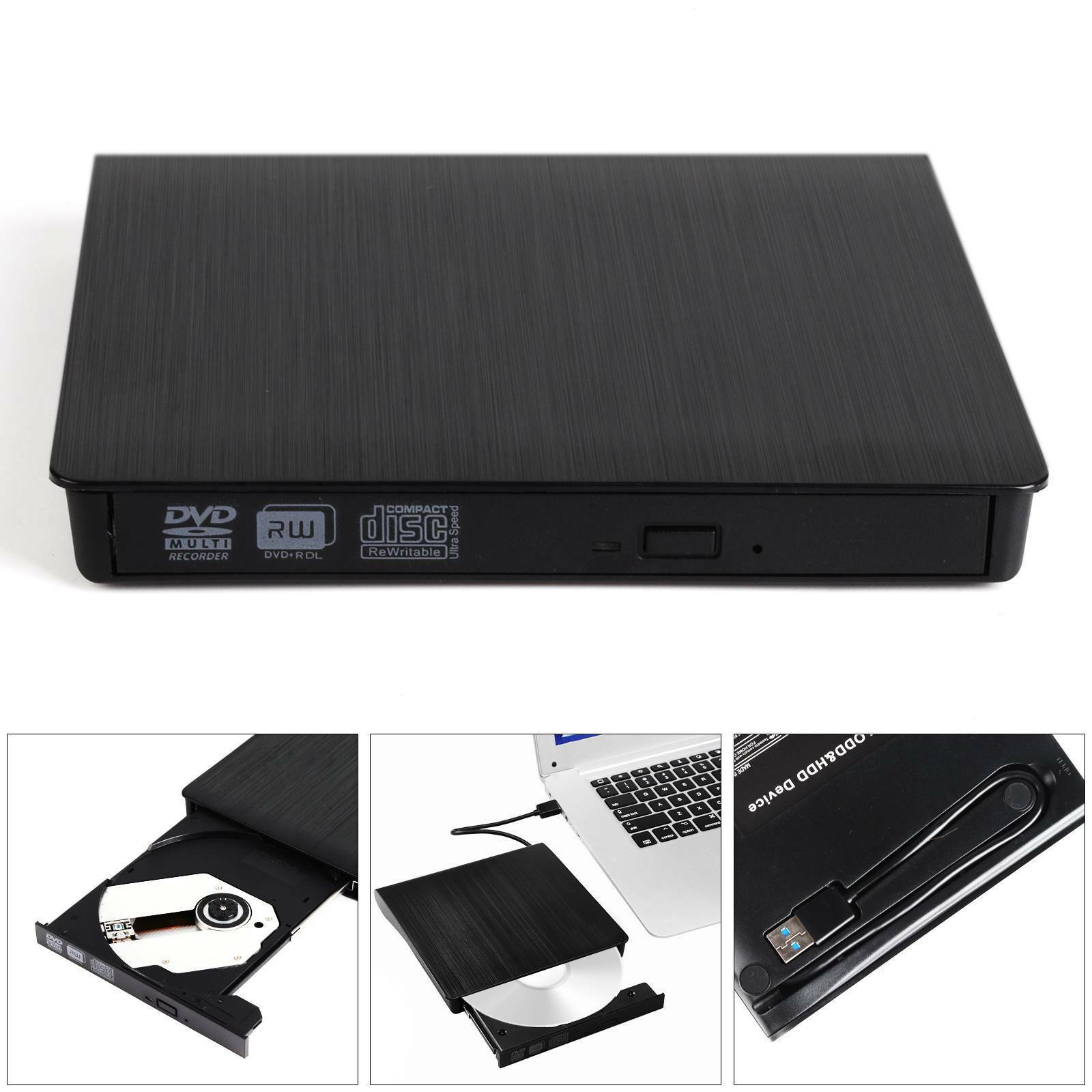 Slim External USB 3.0 DVD RW CD Writer Drive Burner Reader Player For Laptop PC